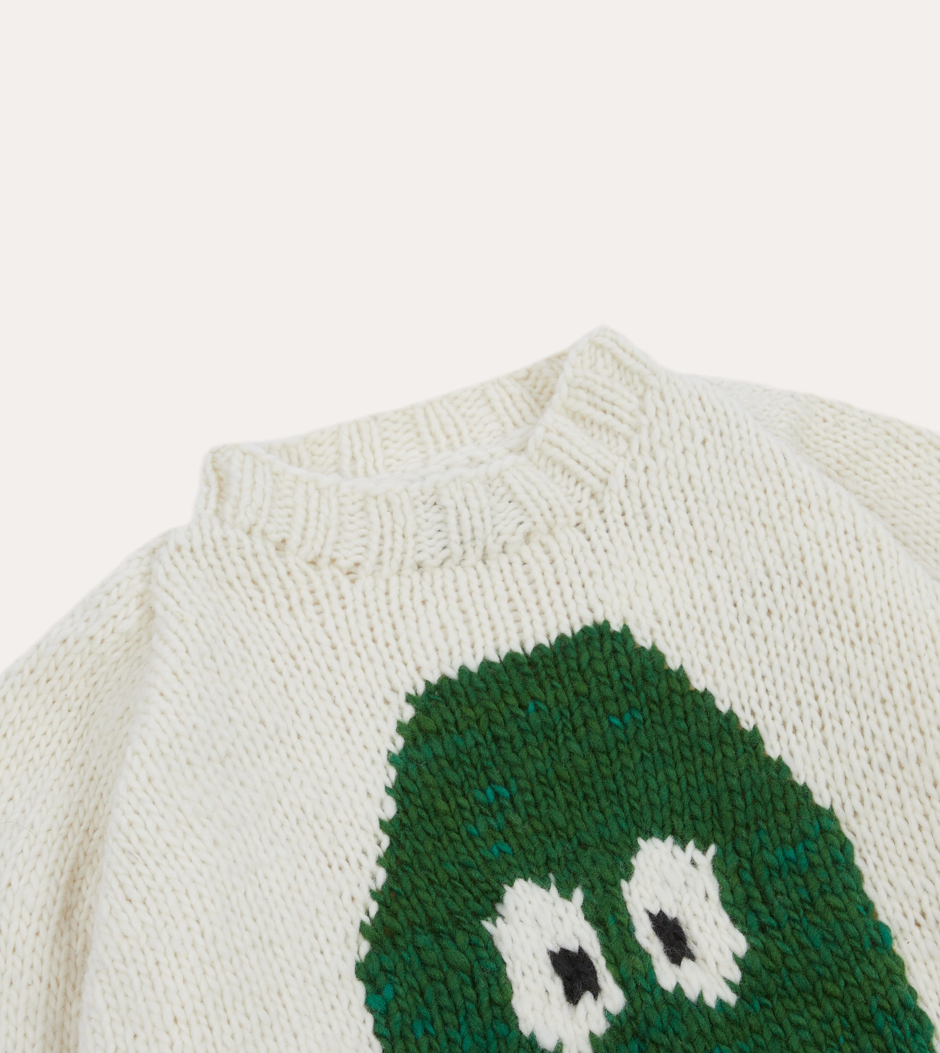 Chamula for Drake's Ecru Avocado Merino Jumper Cozy Moments