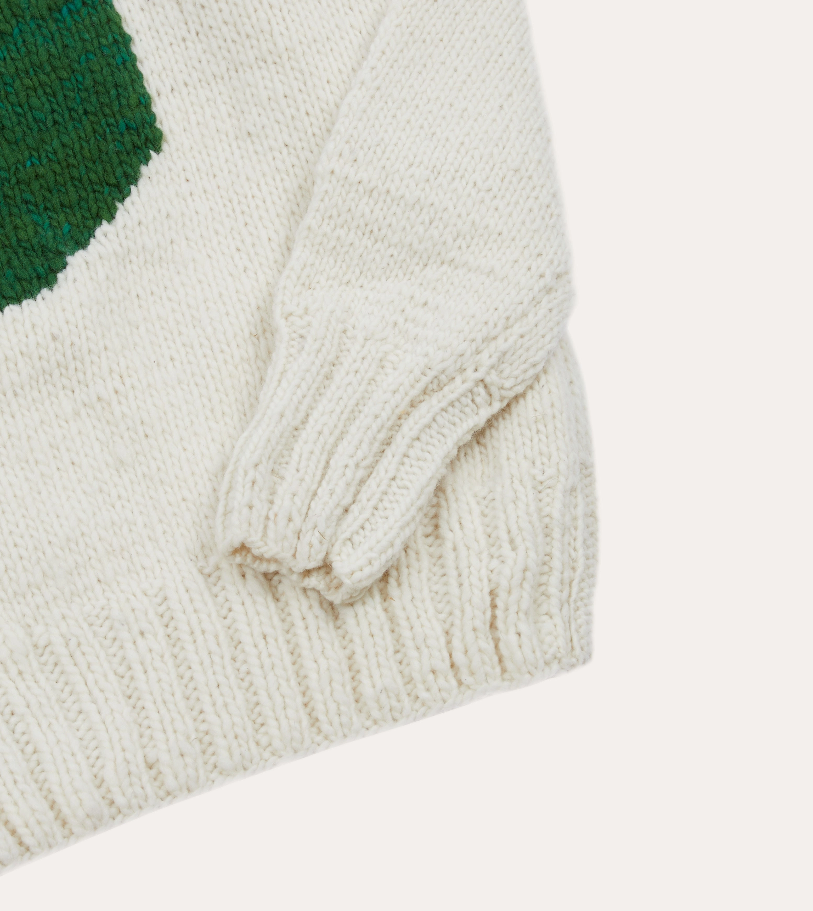Chamula for Drake's Ecru Avocado Merino Jumper Daily Warmth DoubleLayered Collar