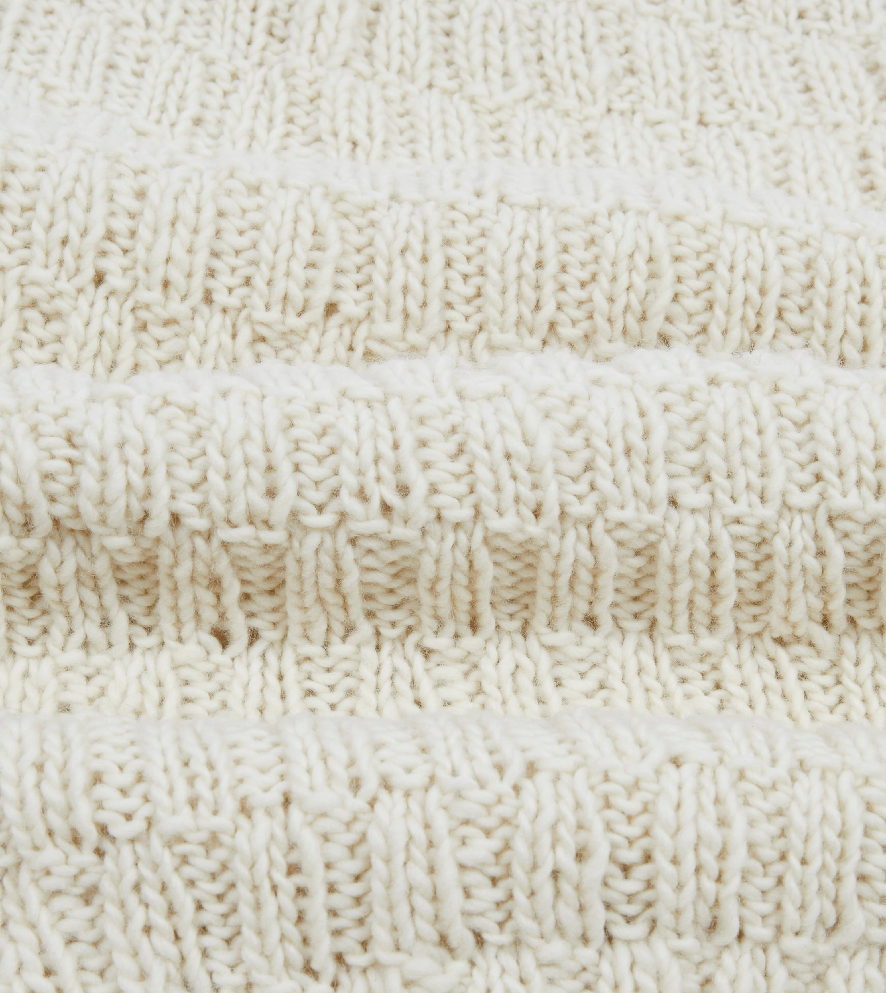Chamula for Drake's Ecru Cable Knit Merino Jumper Essential Drape