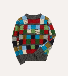 Abrasion Resistant Yarn Compact Style Chamula for Drake's Patchwork Merino Jumper