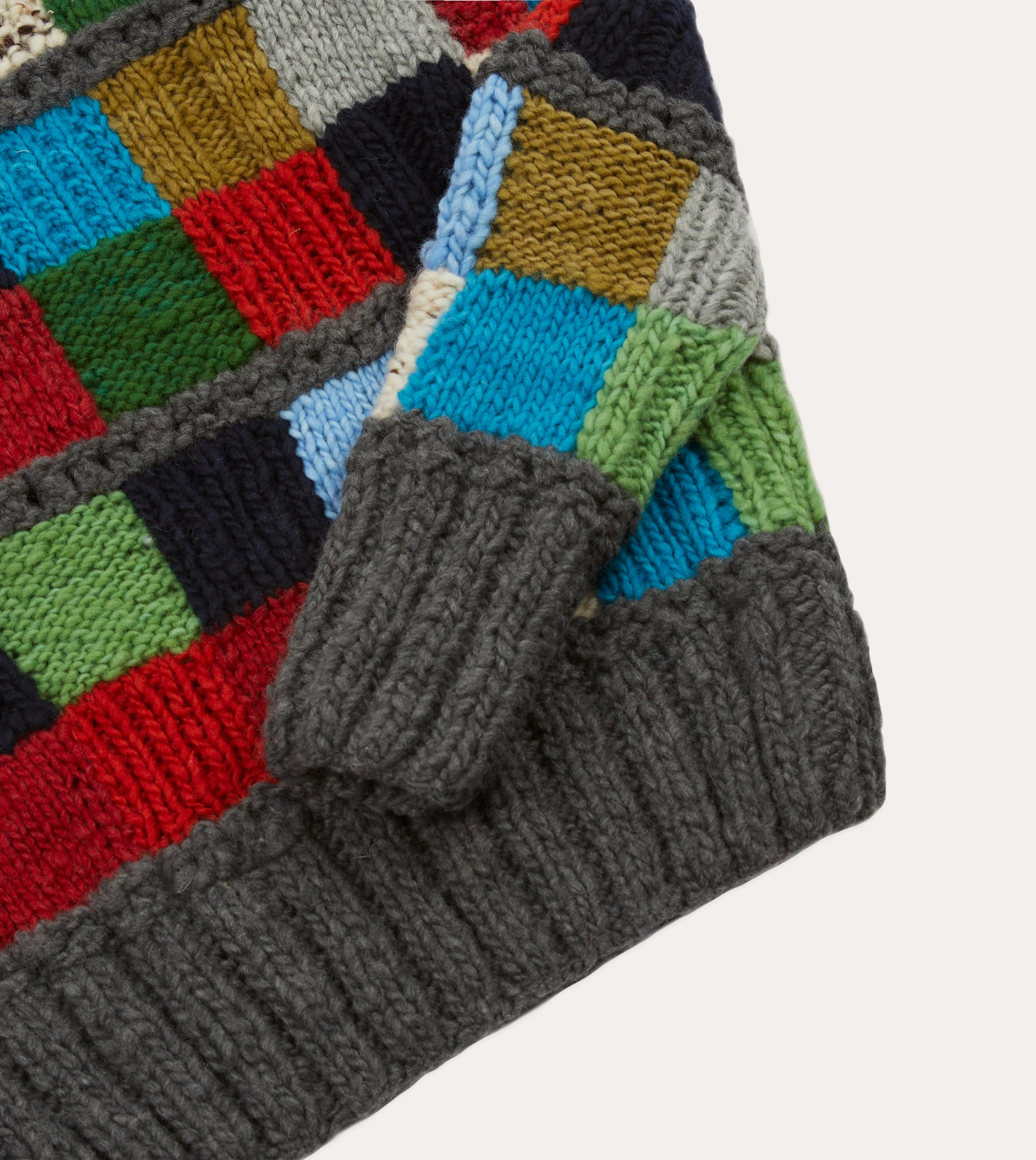 Layered Cable Pattern Mid Season Chamula for Drake's Patchwork Merino Jumper