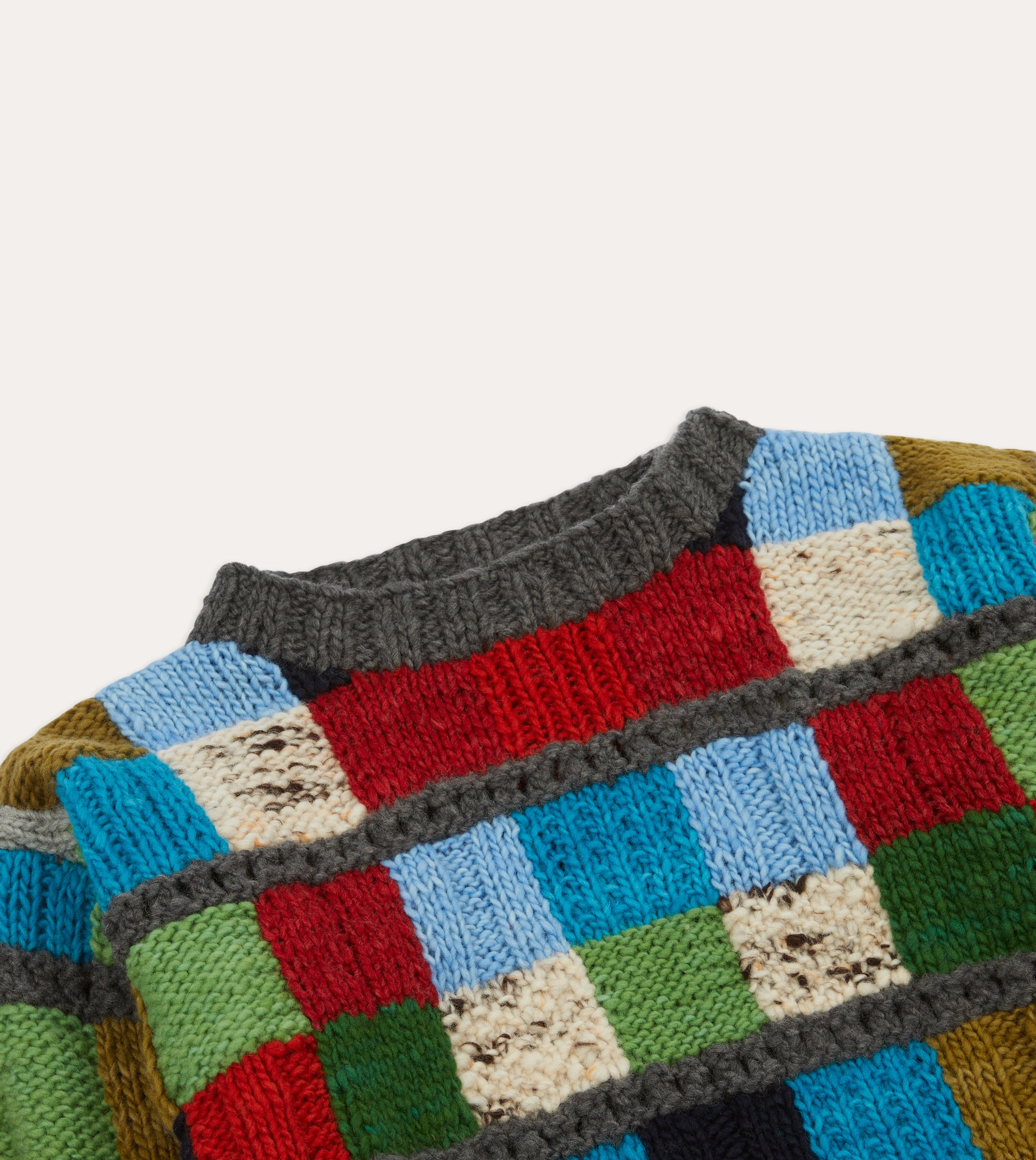 Chamula for Drake's Patchwork Merino Jumper Stay Simple Soft Ribbed Texture