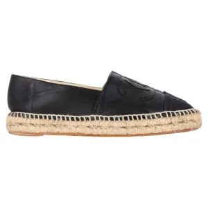 Swift Flow Chanel CC Espadrille Flats in Black Leather