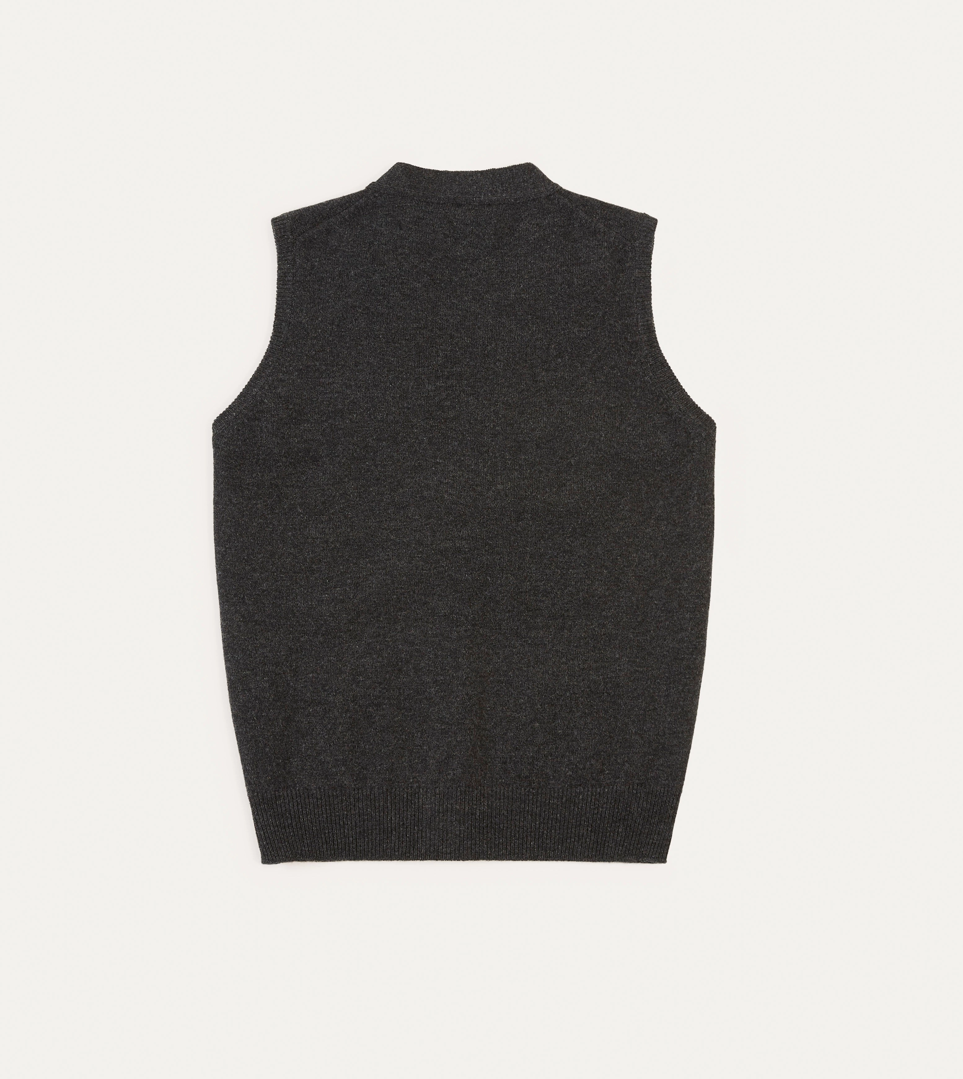 Functional Piece MicrofiberBlend Texture Charcoal Lambswool Sleeveless Cardigan