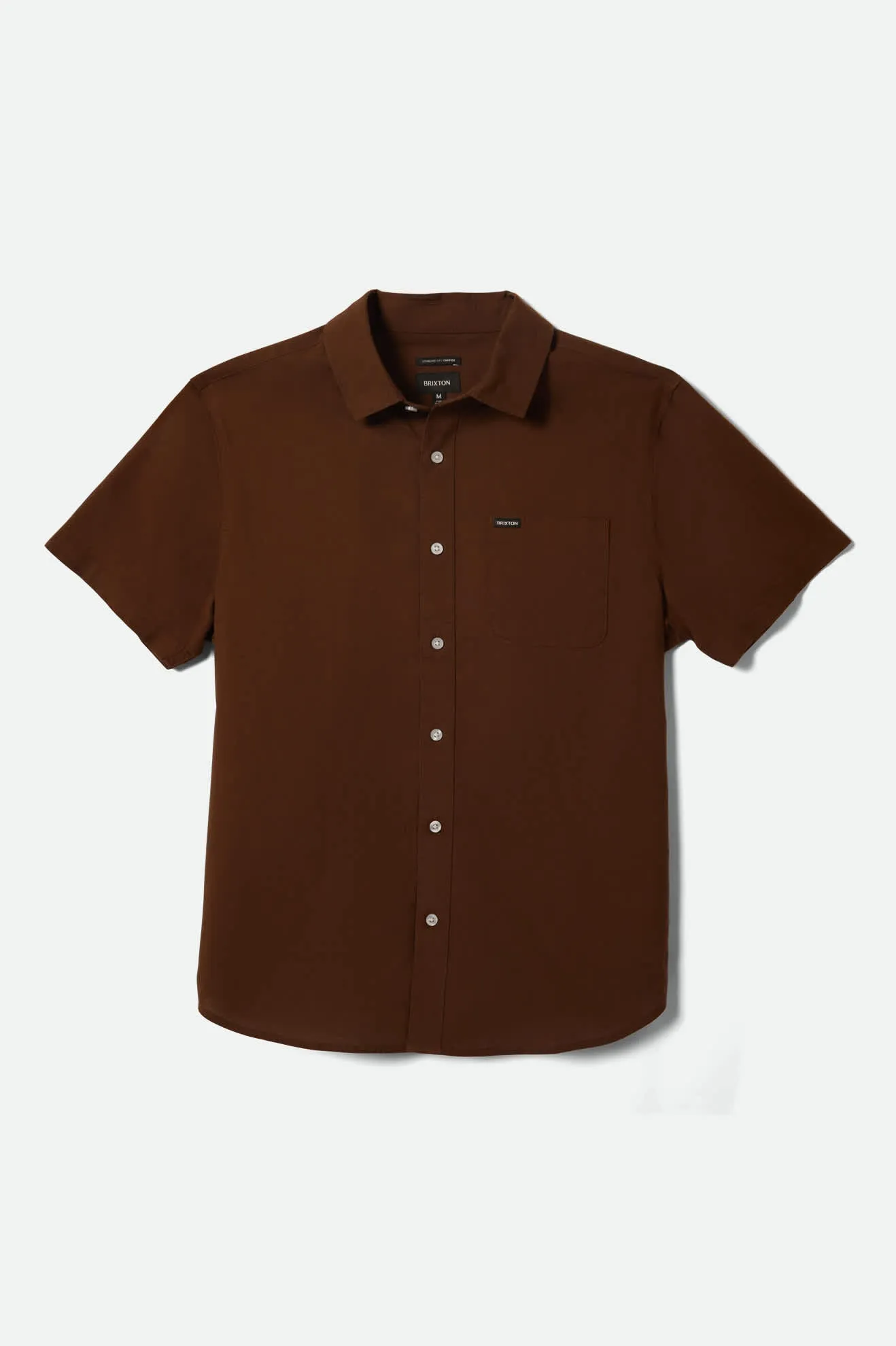 Eye-Catching Pattern Charter Oxford S/S Shirt - Dark Earth Textured