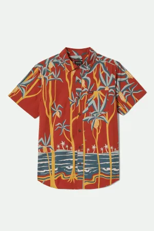 Charter Print S/S Shirt - Dark Red Scenic Trip Sporty Look Smart Appearance