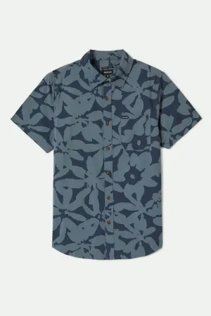 Clean Edge Trim Bold Pattern Charter Print S/S Shirt - Washed Navy/Azure Blue Floral