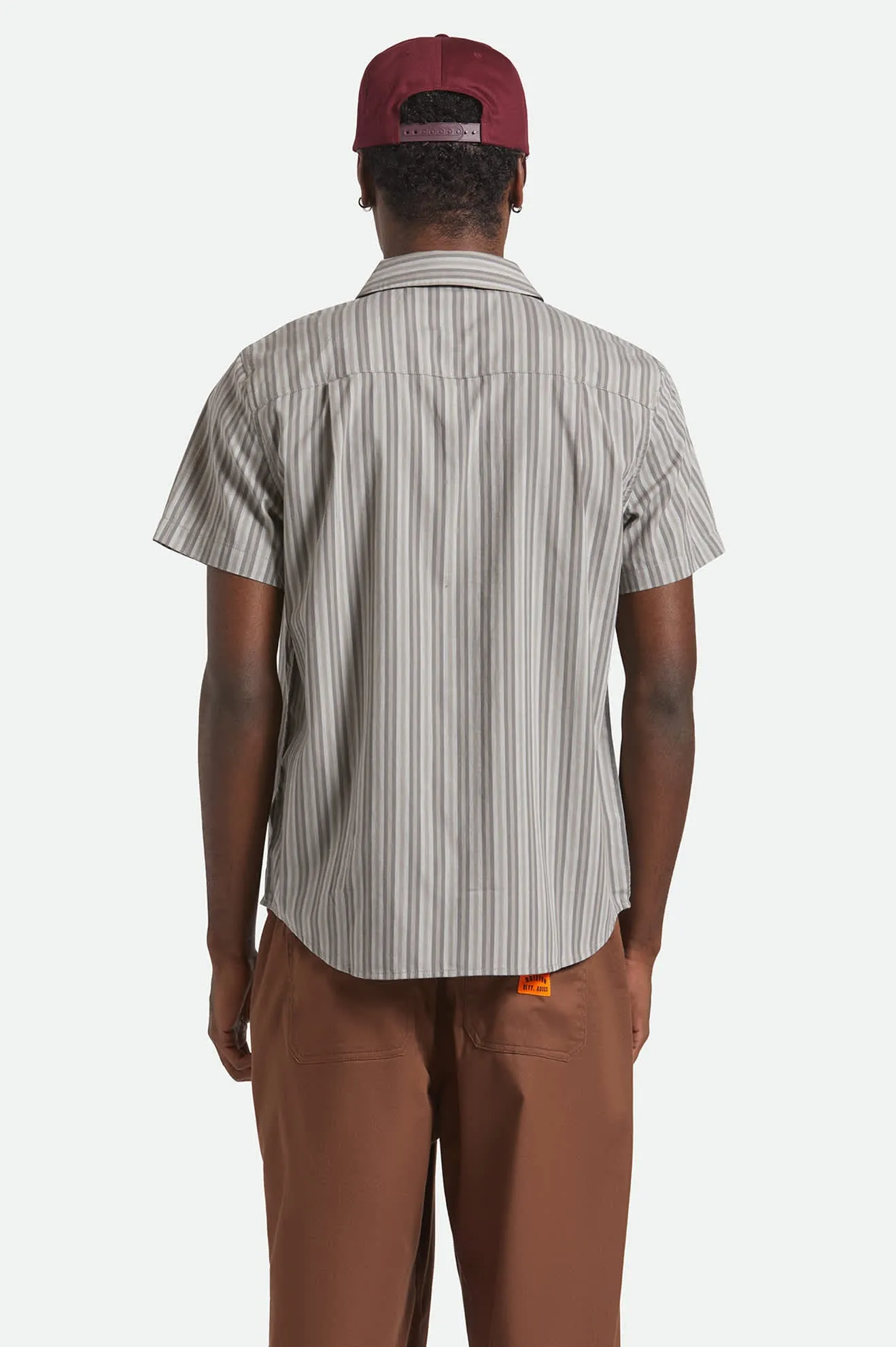 Charter Stripe S/S Shirt - Charcoal/Grey Geometric Print Weekend Outing