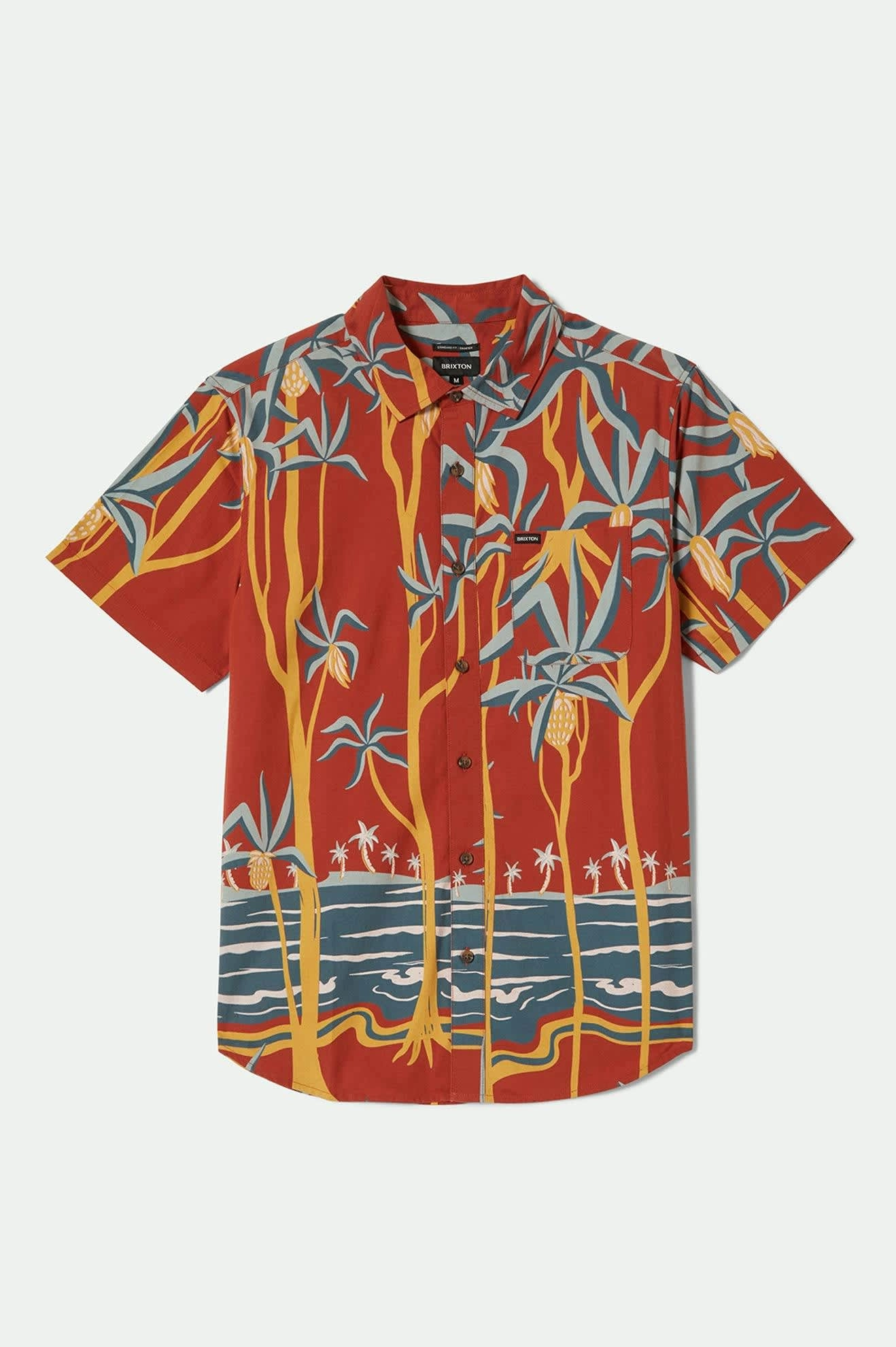 Charter Print S/S Shirt - Dark Red Scenic Trip Sporty Look Smart Appearance