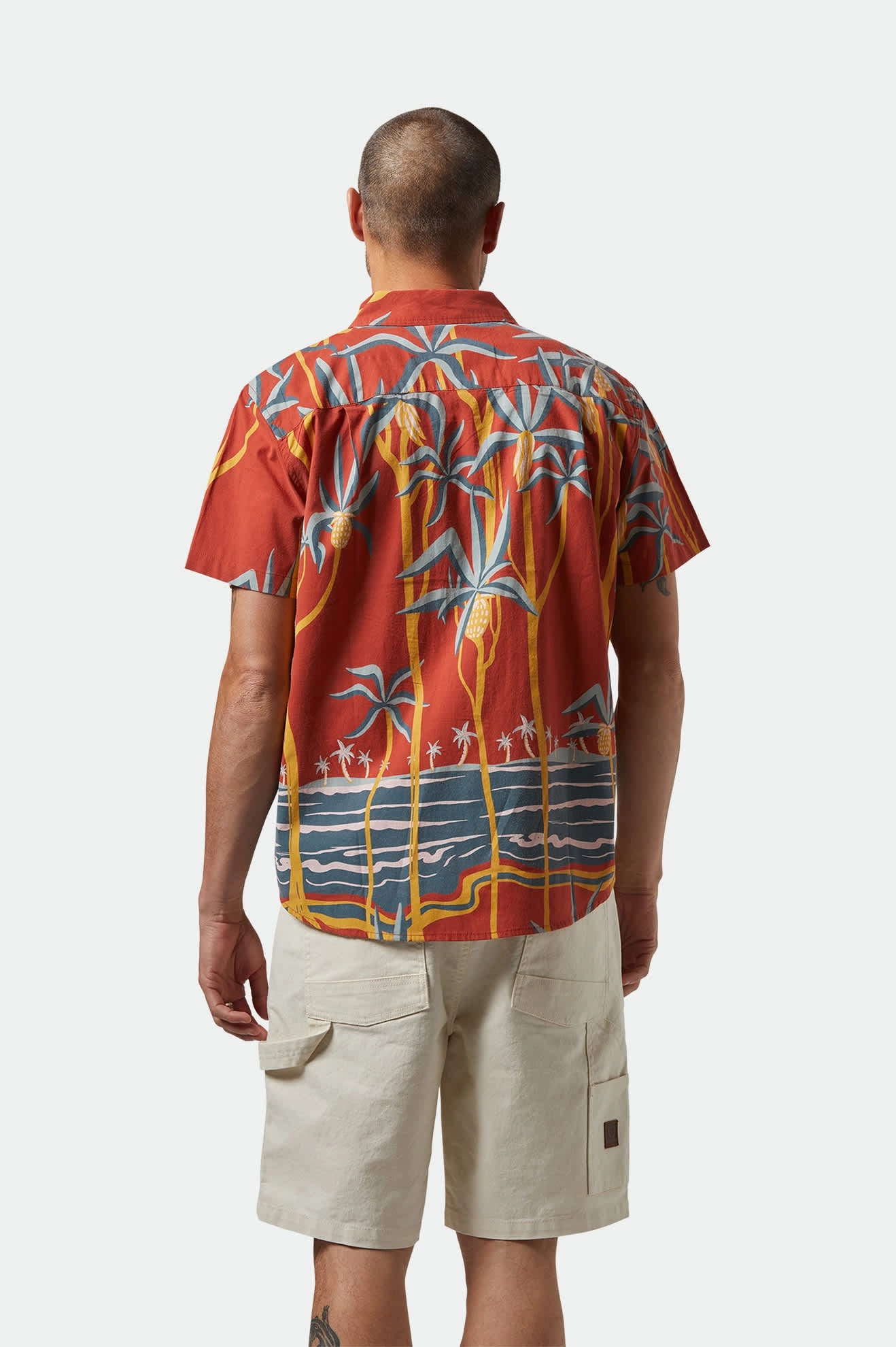 Charter Print S/S Shirt - Dark Red Scenic Trip Modern Style Abstract print