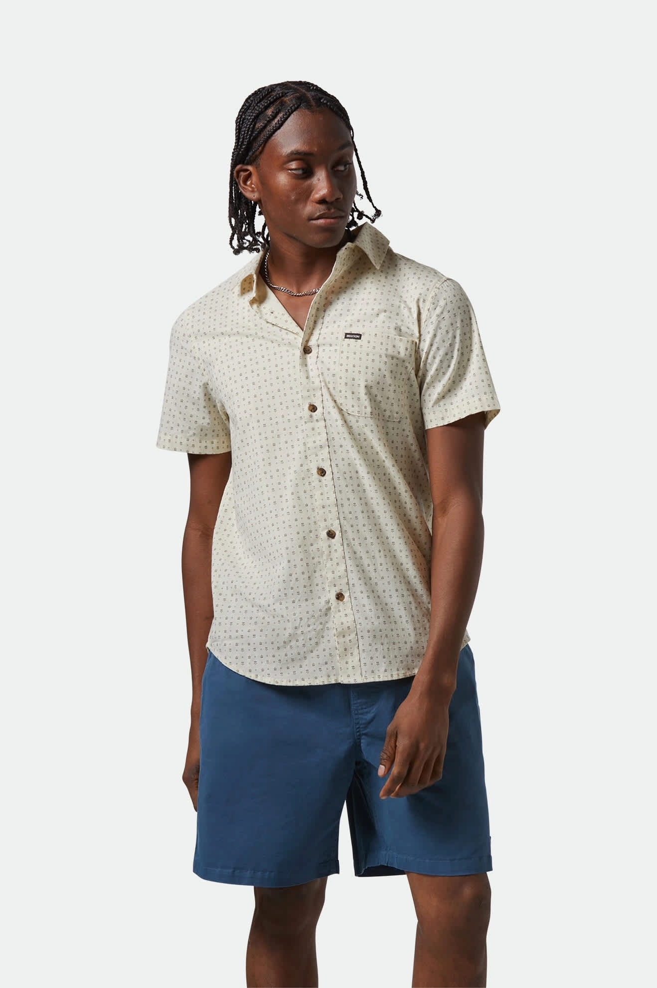 Relaxed Vibe Charter Print S/S Shirt - Off White/Micro Floral