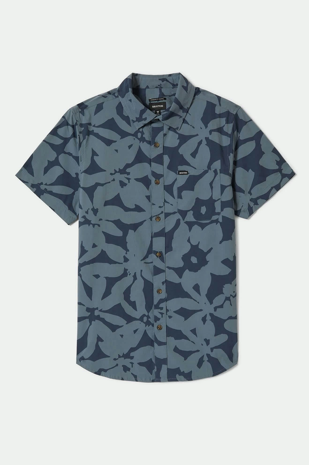 Clean Edge Trim Bold Pattern Charter Print S/S Shirt - Washed Navy/Azure Blue Floral