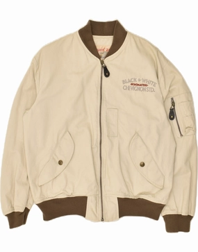 CHEVIGNON Boys Graphic Bomber Jacket 13-14 Years Beige Cotton Recycled Material ReflectiveDetailing
