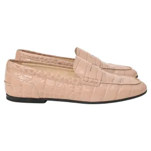 Versatile Padding Neat Step Tod's Croc-Effect Loafers in Beige Leather