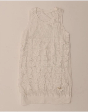 Side-Pocket LIU JO Girls Sleeveless Shift Dress 11-12 Years White Linen