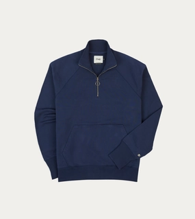 Navy Cotton Quarter Zip Sweatshirt product chambray casualness UV Protection