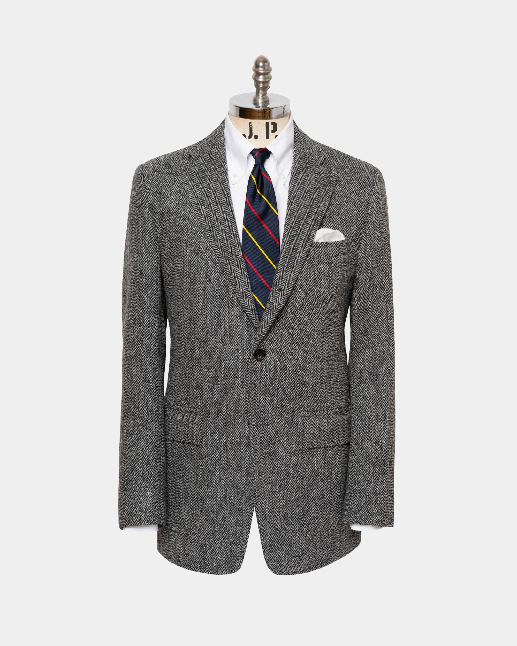 premium fabric Effortless Design Made-in-USA Black & White Herringbone Harris Tweed Sport Coat