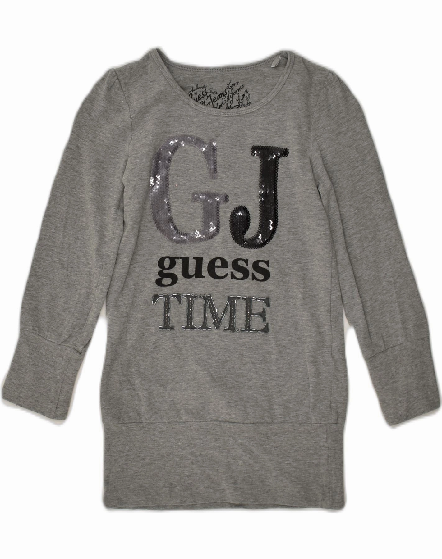 GUESS Girls Graphic Sweatshirt Jumper Dress 5-6 Years Grey Cotton Daily Go Sleek and Flattering