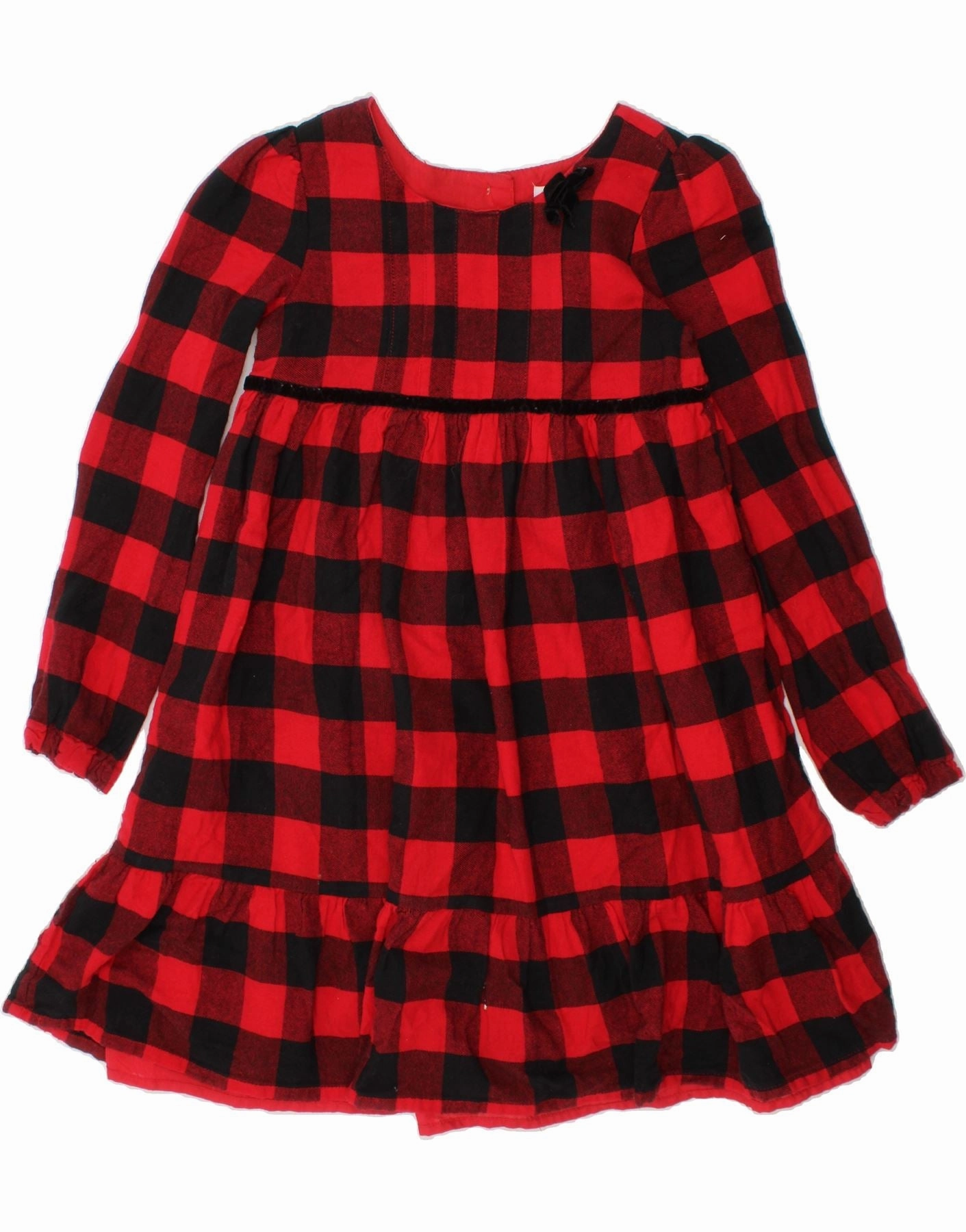 TOMMY BAHAMA Girls Long Sleeve Basic Dress 7-8 Years Red Check Cotton Soft Neutral Smart and Sleek