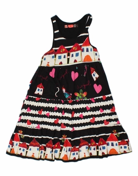 Sleek and Flattering DESIGUAL Girls Abstract Pattern Sleeveless A-Line Dress 13-14 Years Black
