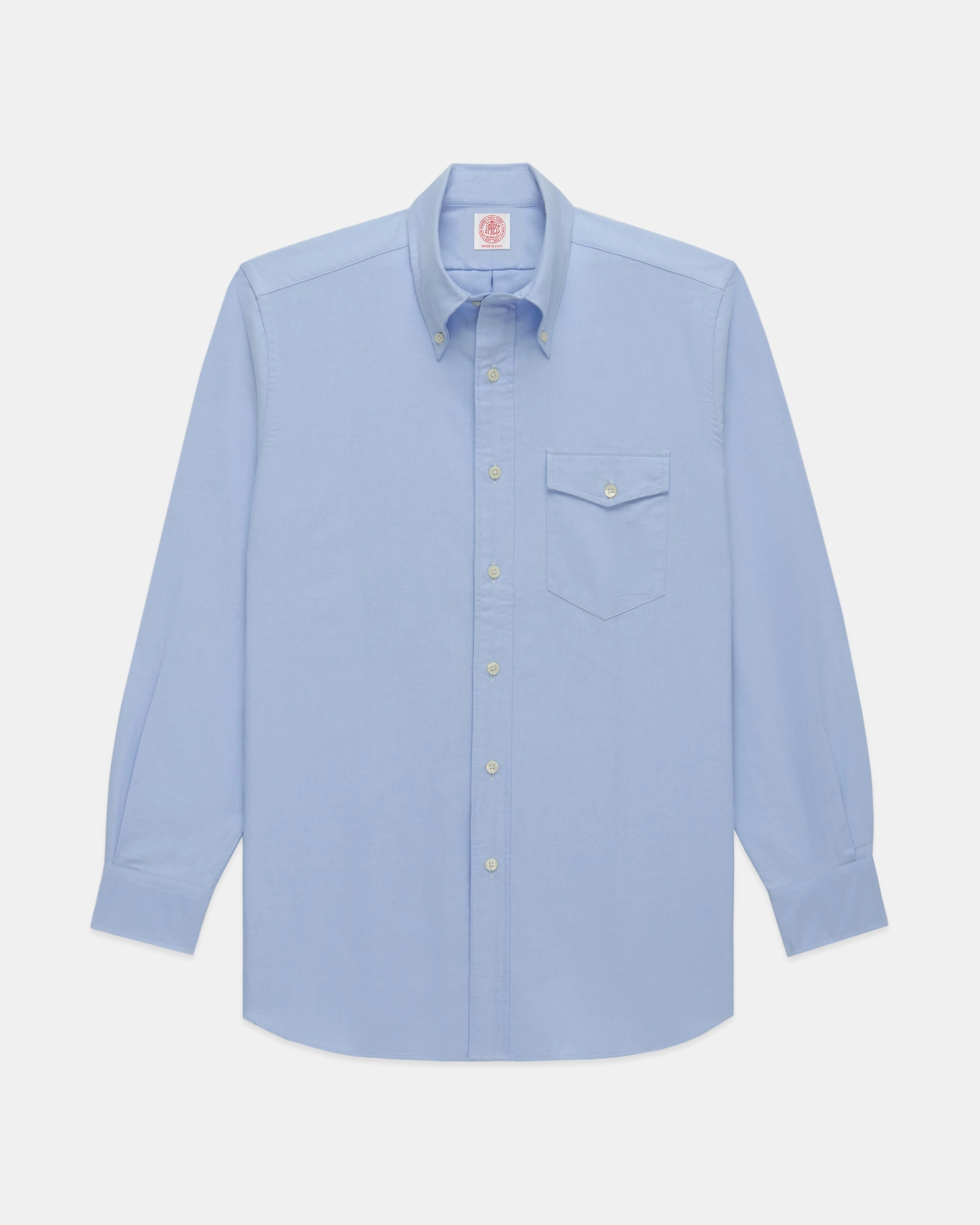 formal dinner Seasonal Wardrobe Made-in-USA Flap Pocket Blue Oxford Cloth Button Down Shirt - Regular Fit