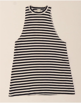 Crisp Detail Night Style LEE Girls Sleeveless T-Shirt Dress 7-8 Years White Striped Cotton