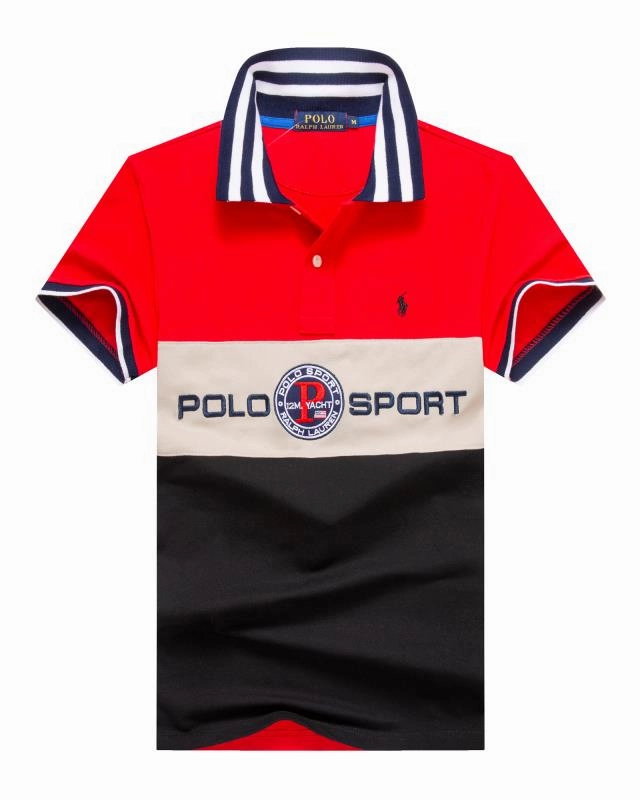 Comfortable Design RL Red/Blue Multi Small Pony Short Sleeve Men Polo