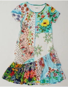 Everyday Comfort Wear Blush Glow DESIGUAL Girls A-Line Dress 11-12 Years Multicoloured Floral Cotton