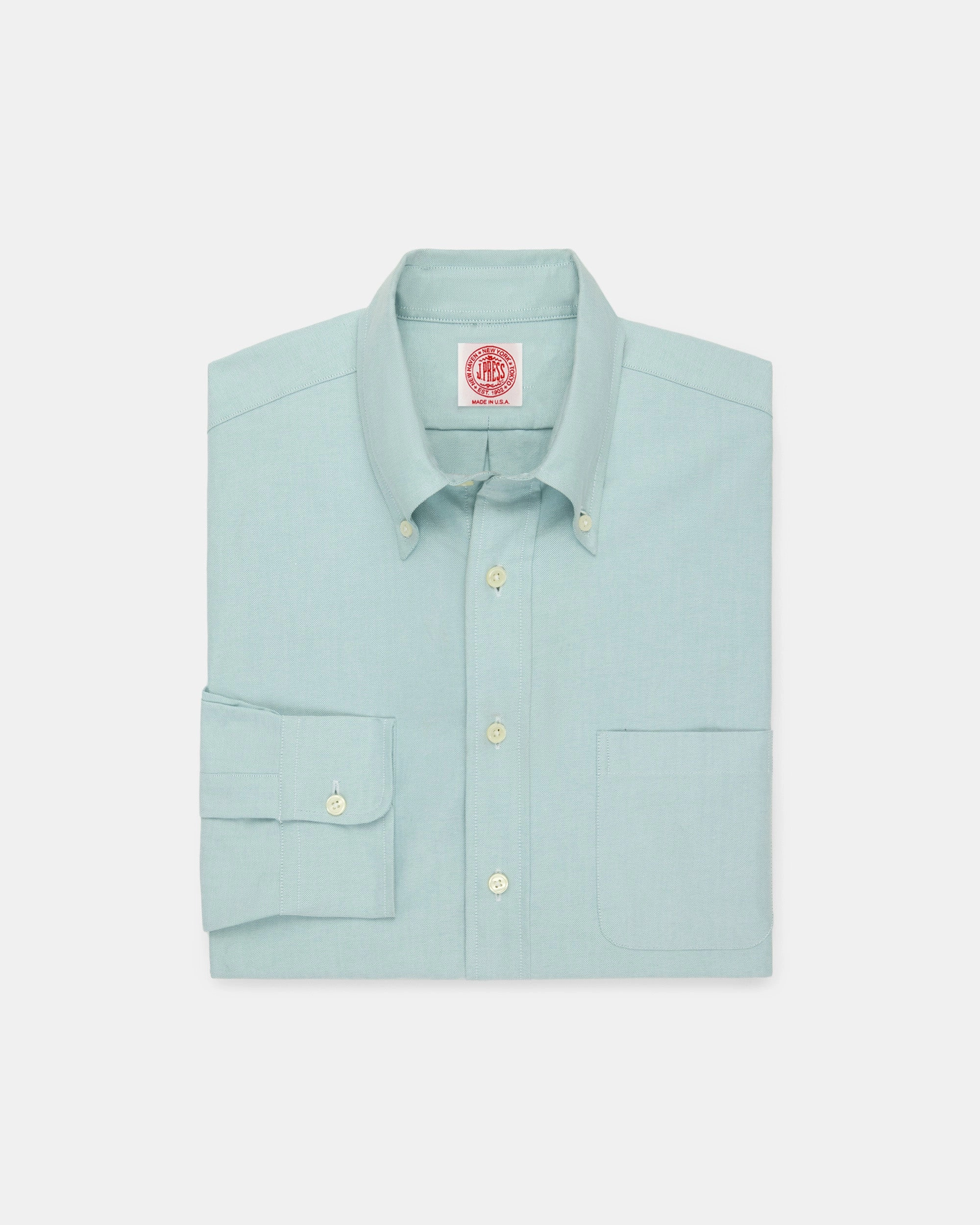 Made-in-USA Green Oxford Cloth Button Down Shirt  - Classic Fit Lightweight texture