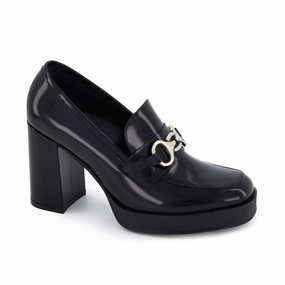 Women's High Heel Loafers In Black Coffee Spot