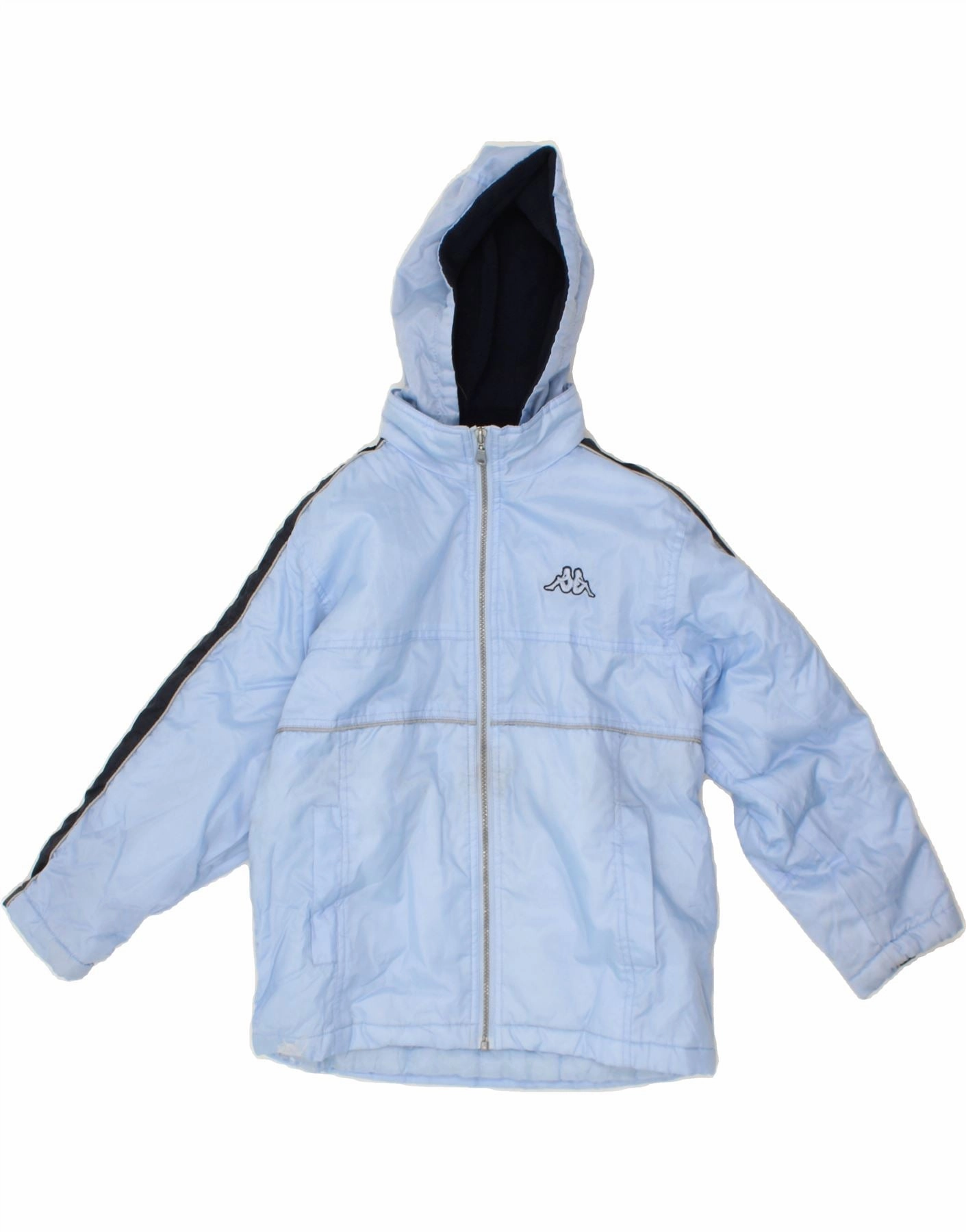 AdjustableCuffs Easy Zip KAPPA Boys Hooded Rain Jacket 9-10 Years Large  Blue Colourblock Polyamide