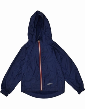 Rugged Feel Taped Zipper Closures L.L.BEAN Boys Hooded Rain Jacket 3-4 Years Navy Blue Polyester