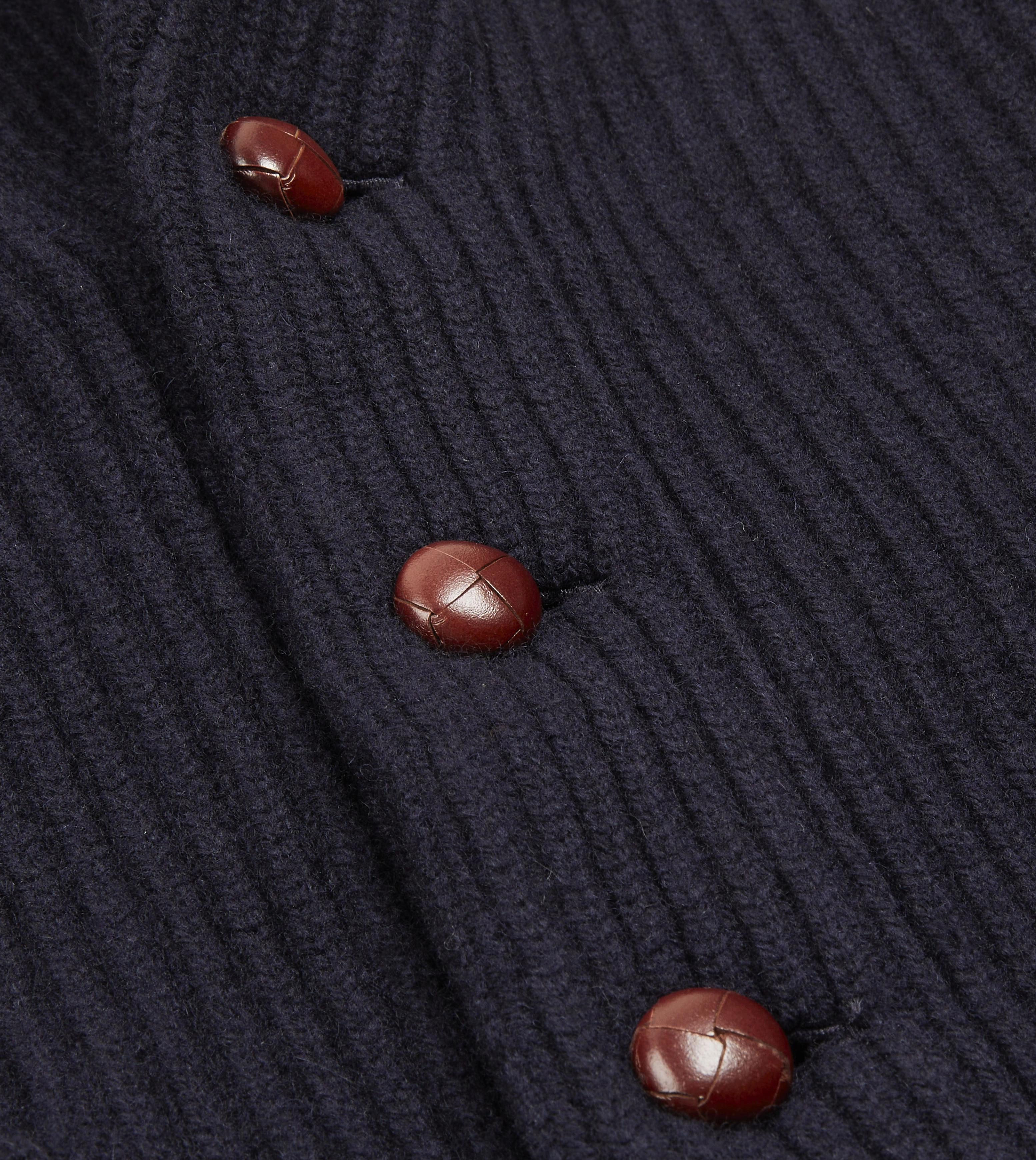 elastic waistband Navy Lambswool Shawl Collar Cardigan