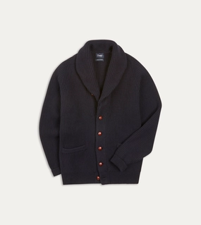 Fashion Favorite Navy Lambswool Shawl Collar Cardigan