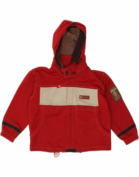 Breathable Lining Deodorant DIADORA Boys Hooded Rain Jacket 5-6 Years Red Colourblock Polyamide