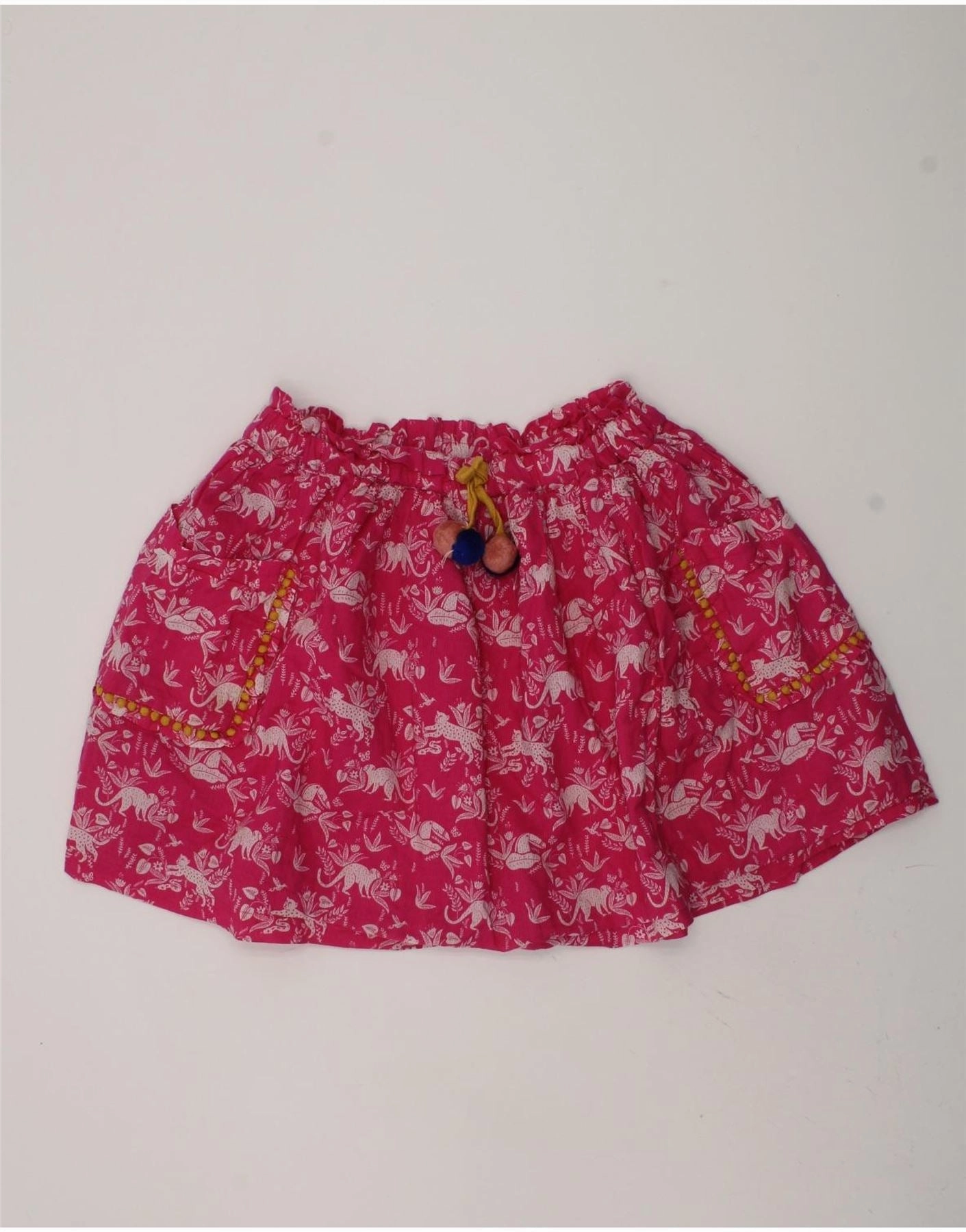 BODEN Girls A-Line Skirt 11-12 Years W24 Pink Animal Print Cotton Stylish Mood