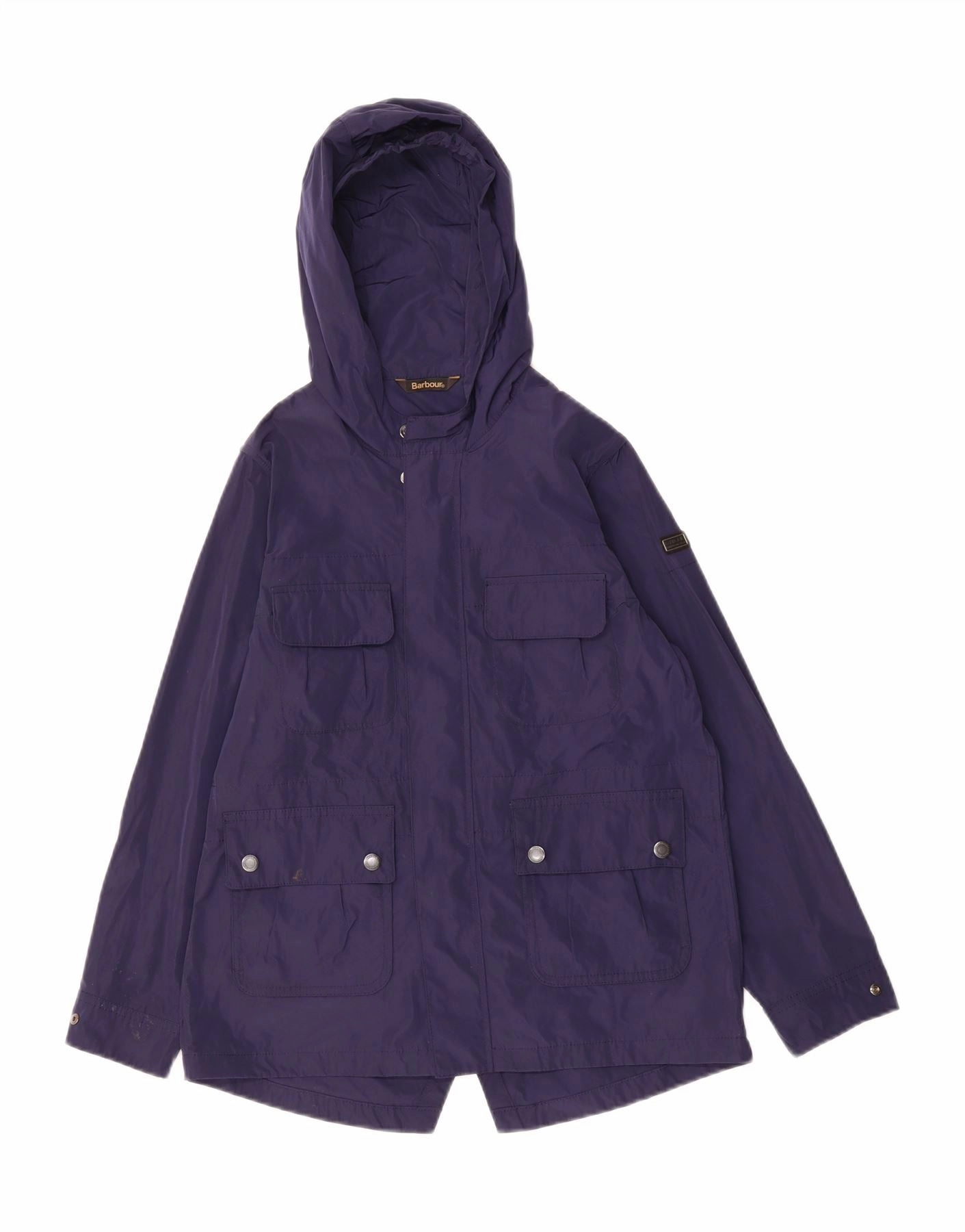 BARBOUR Boys Hooded Rain Jacket 12-13 Years Large  Navy Blue Polyester Weather Ready All Day Fit