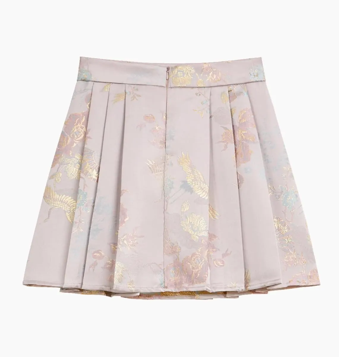 Chinese Style Pleated Mini Skirt for Women Vintage Lolita Embroidered Printed Short Skirt Summer Ruffle Cute Skirts