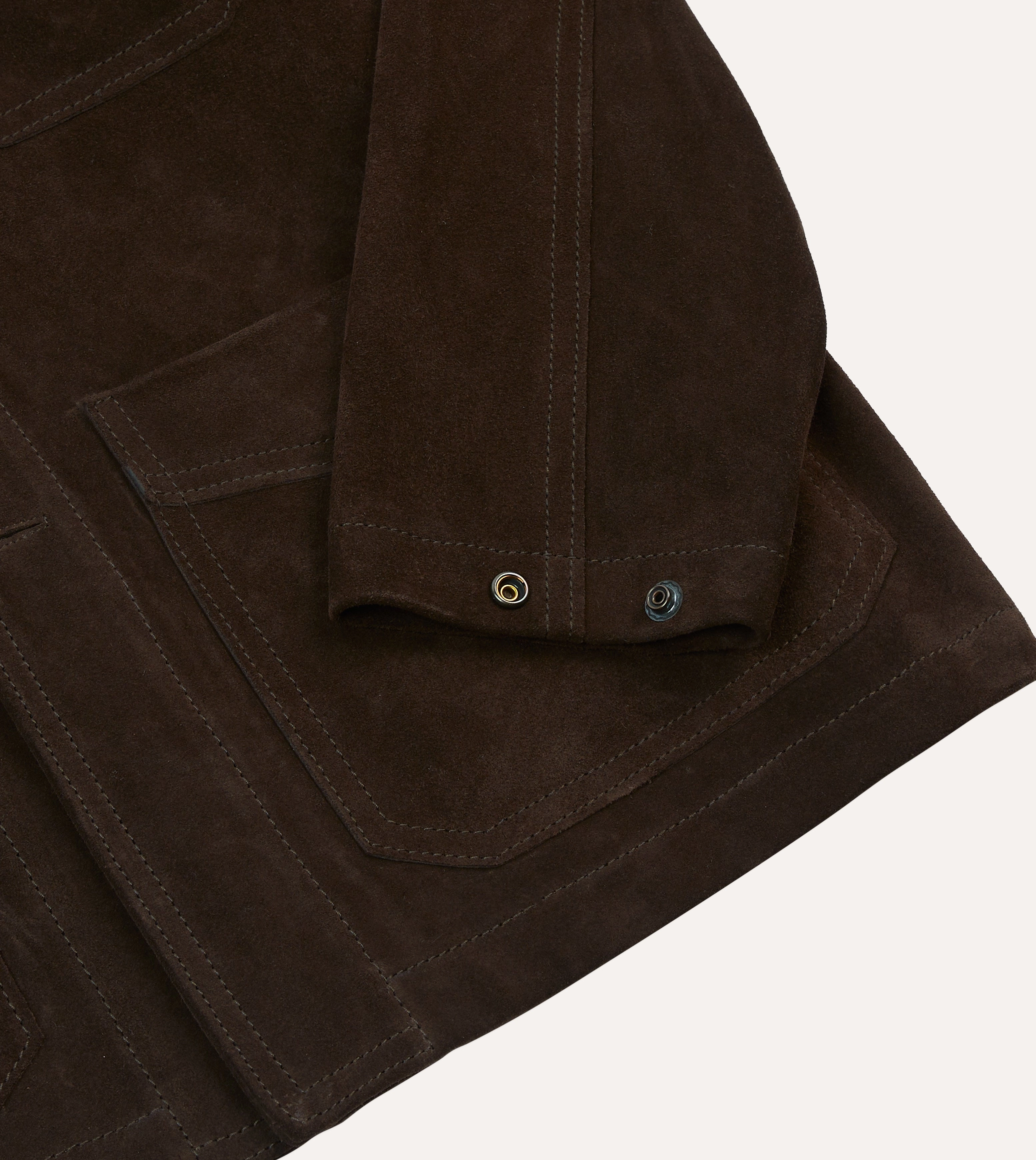 Chocolate Brown Heavyweight Suede Five-Pocket Chore Jacket Smart Wear back - to - school