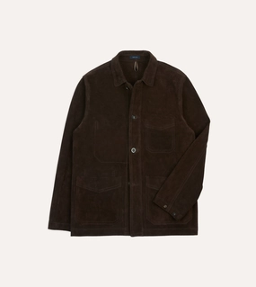 Chocolate Brown Heavyweight Suede Five-Pocket Chore Jacket Teflon Coated Fabric Triumph