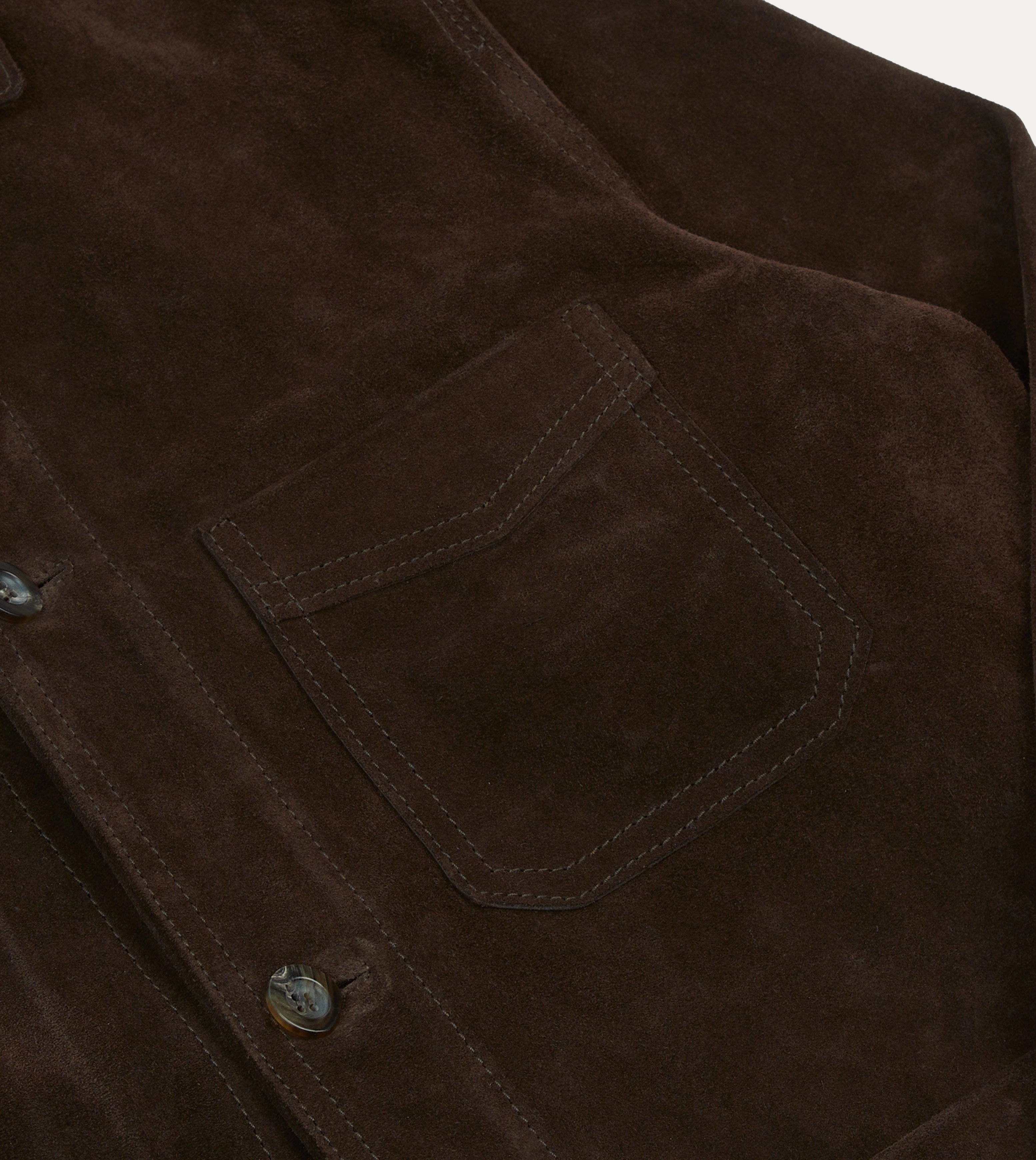 summer season Chocolate Brown Heavyweight Suede Five-Pocket Chore Jacket
