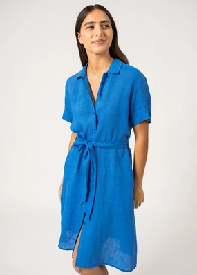 CHRISTINA - Linen Shirt-Dress (MER BLUE) Bold Mood