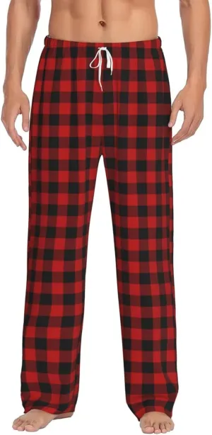 Christmas Pajama Pants Men Fashion Printing Casual Straight-Fit Pants Elastic Waist Pants with Pockets
