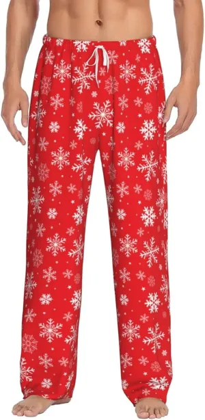 Christmas Pajama Pants Men Fashion Printing Casual Straight-Fit Pants Elastic Waist Pants with Pockets