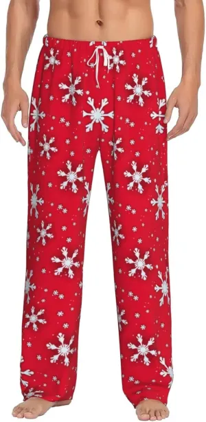 Christmas Pajama Pants Men Fashion Printing Casual Straight-Fit Pants Elastic Waist Pants with Pockets
