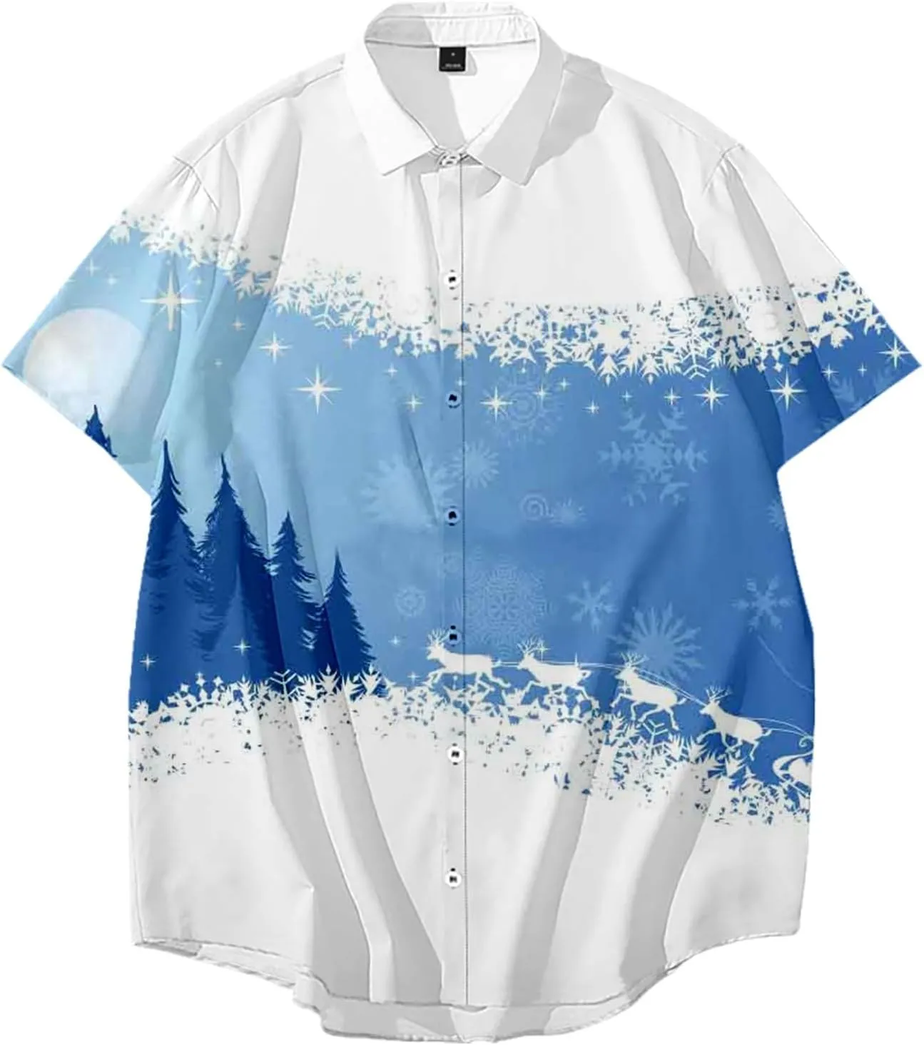 Christmas Vacation Shirts for Men Big and Tall Long Sleeve Beach Printed Casual Shirts Novelty Ugly Santa Claus Tops