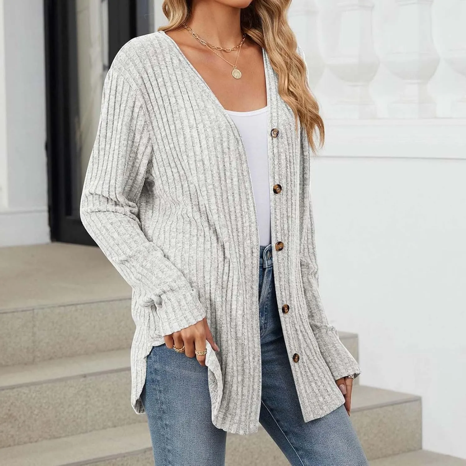 Chunky Cardigan Sweaters for Women Soft Open Front Tops with Pocket Fall Clothes Womens Long Knitted Sweater Coat
