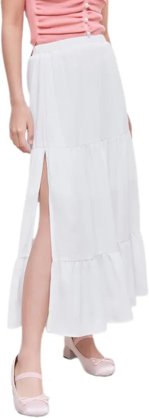 CIDER Midi Skirts for Women Split Hem Elastic High Waistd Boho Flowy Long Maxi Skirts