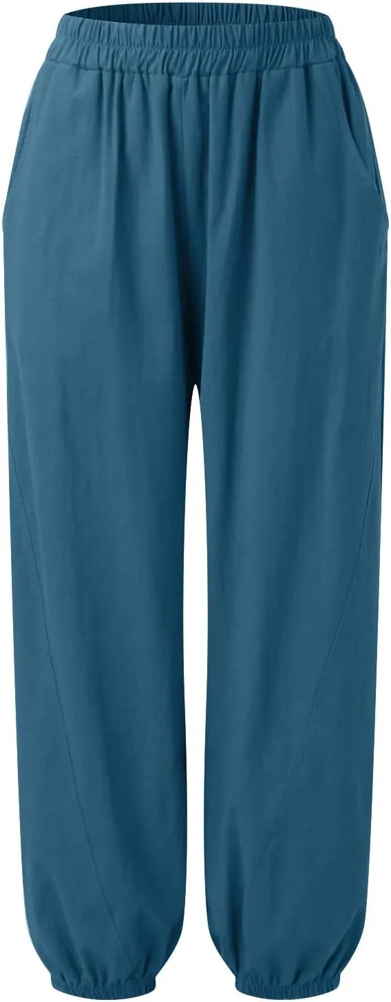 Cinch Bottom Sweatpants for Women Pockets Y2k Vintage high Waist Drawstring Workout Joggers Loose fit Lounge Pant