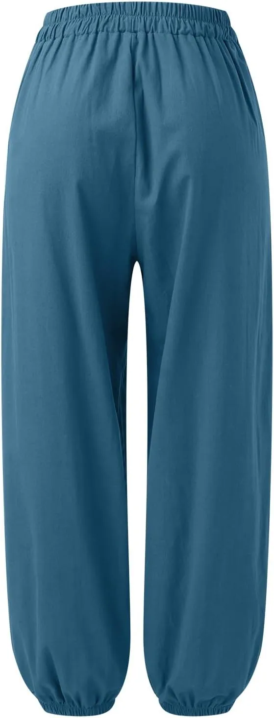 Cinch Bottom Sweatpants for Women Pockets Y2k Vintage high Waist Drawstring Workout Joggers Loose fit Lounge Pant